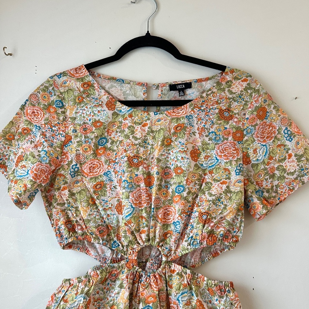 Floral Cutout Dress - Multicolor Floral